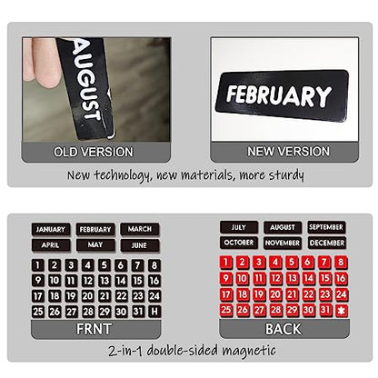 Large Double-Sided Magnetic Numbers and Months for Large Dry Erase Calendar Whiteboard, Calendar Magnets for Magnetic Whiteboard and Refrigerator Calendar(1"x1") - size: Numbers size 1.0"x1.0"