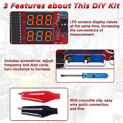 MiOYOOW Soldering Practice Kit, DIY PWM Adjustable Signal Generator Voltage Current Tester Electronics Project Kit, LED Display Multifunctional Frequency Counter Soldering Kit for Learning
