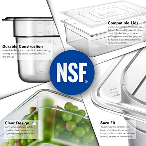 CURTA 6-Pack Full Size 6" Deep NSF Polycarbonate Food Pans | Dishwasher & Freezer Safe Clear Container for Prep Tables, Buffet, Salad Bar, Commercial & Home Kitchen - color: Full Size, size: 6" Deep
