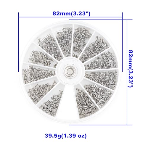 600PCS 12 Kinds M1 M1.2 M1.4 M1.6 Micro Phillips Machine Screws Kit