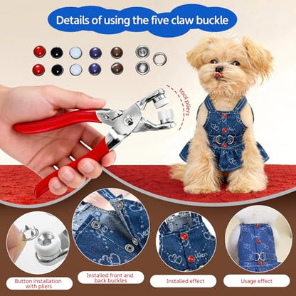 NXTOV 100 Set Pearl Snaps Button Kit with Fastener Pliers - color: White 2-10mm Pearl Snaps