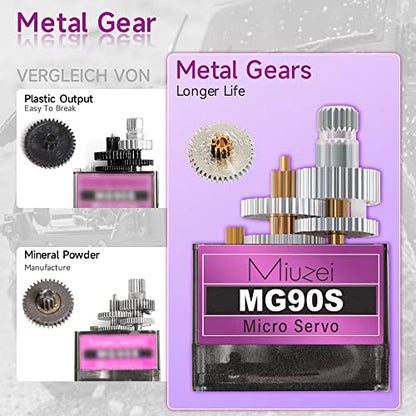 Miuzei MG90S 9G Micro Servo Motor Metal Gear for RC Plane Robot Arduino (4)