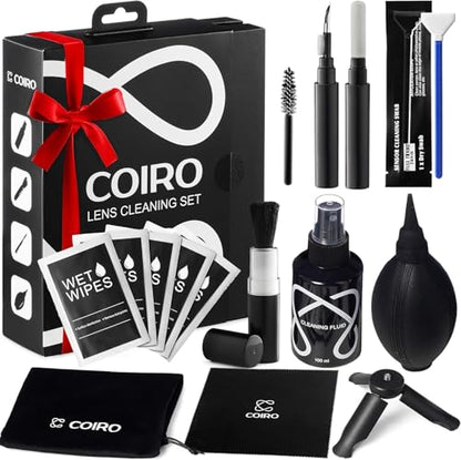 C Coiro Camera Lens Cleaning Kit for DSLR and Sensitive Electronics, 9-in-1 Lens Cleaner Spray, Camera Pen, Blower, Wipes, Sensor Cleaner, Photographer Gifts & Accessories - size: 9 IN 1
