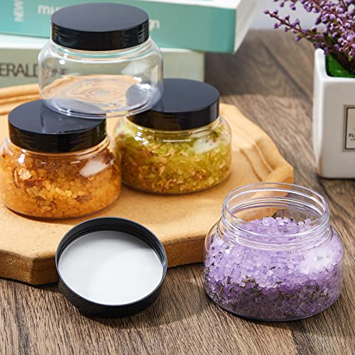 24 Pack Plastic Cosmetic Jars with Lids Label, 8 oz, Clear, Black - color: Clear, Black, size: 8 oz