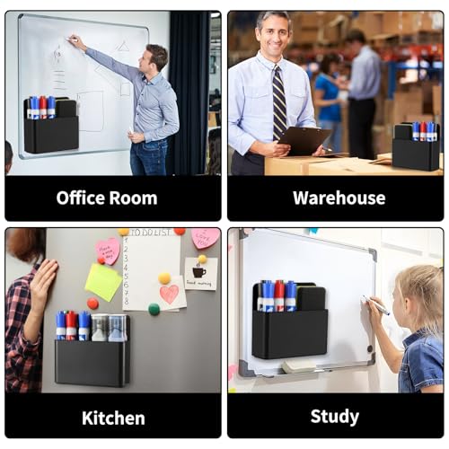 Camelmother 2Pcs Magnetic Dry Erase Marker Holder For Whiteboard Fridge - color: black