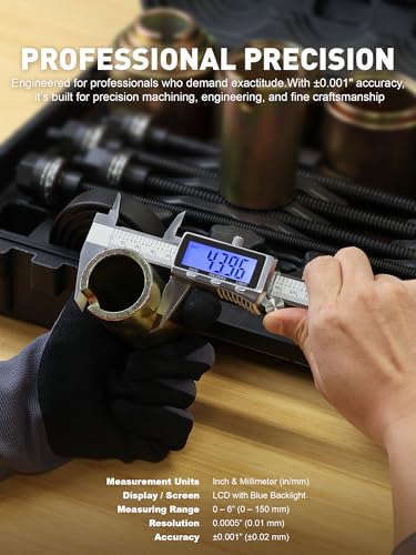 6'' Rechargeable Digital Caliper, All Metal & Long Lasting Design