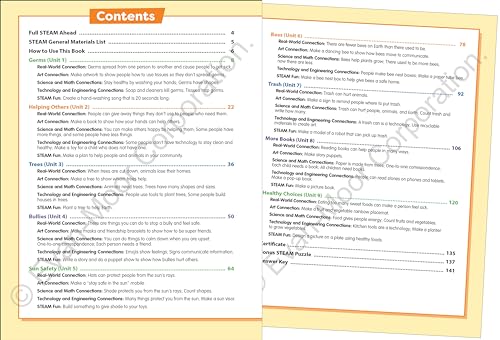 Evan-Moor Skill Sharpeners STEAM Workbook, Grade PreK, Science, Technology, Engineering, Art, Math, Hands On Activities, Helping Others, Collaboration, Solve Real World Problems, Puzzles, Homeschool