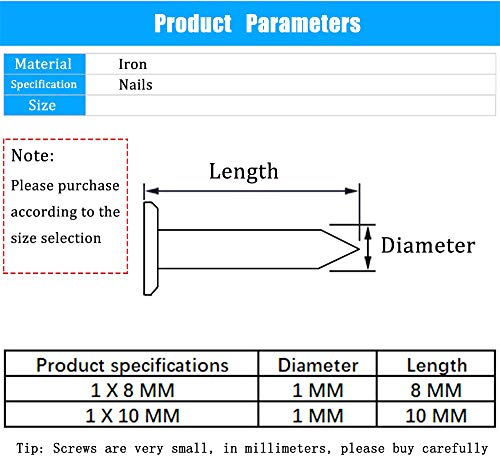 newlng 500PCS Small Nail Round Head Tiny Nails String Art Nails Hand-Made Hardware Accessories Fasteners Mini Nails 1 X 10mm/0.04"X0.4"(DXL) Silver - color: Silvery1*10mm