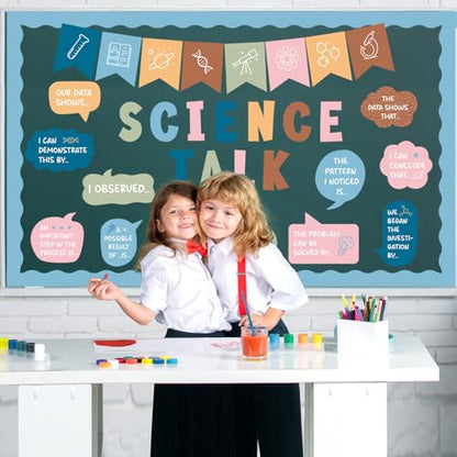 47Pcs Science Talk Bulletin Board Decorations Set, Boho Educational Bulletin Boards for Science Classroom Back to School Elementary Middle School Wall Decor Teacher Must Haves