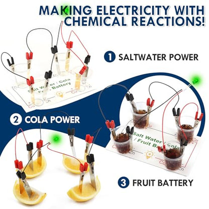 STEM Electric Circuit Kit, Electricity Science Project Light Bulb Experiments for Kids Teens, Electrical Engineering Kits Age 8-12 12-14, Fruit Energy Projects Circuits Experiment