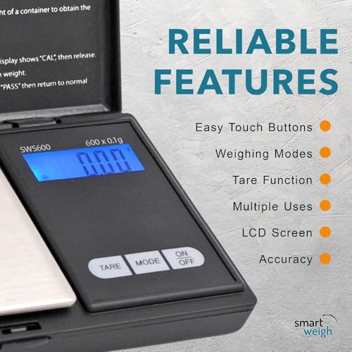Smart Weigh Digital Pocket Scale, 600g x 0.1g, Jewelry and Coins - size: 600g / 0.1g