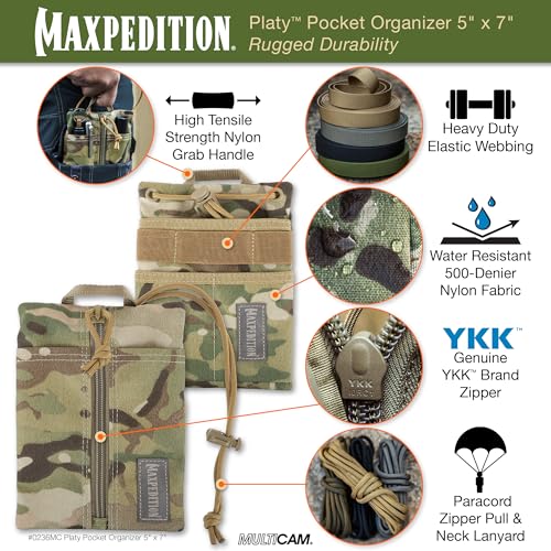 Maxpedition Platy Pocket Organizer, EDC Tool Pouch, Neck Wallet - color: Multicam, size: 5" x 7"