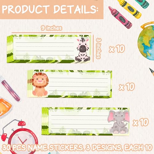 Name Tags for Classroom & Cubby | 3×9 Inches 30 Pcs - style: WOODLAND ANIMAL