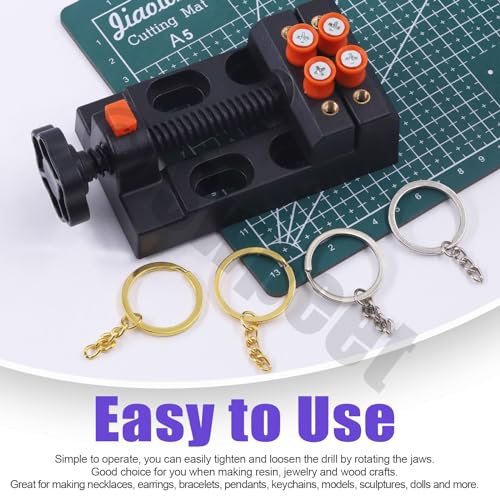 Swpeet 222Pcs Universal Mini Drill Press Vise Clamp and Aluminum Alloy Pin Vise Hand Drill with 0.8-3mm Steel Drill Bits and Keychain Making Supplies Assortment Kit, Resin Tools for Jewelry Crafts - style: NO.4