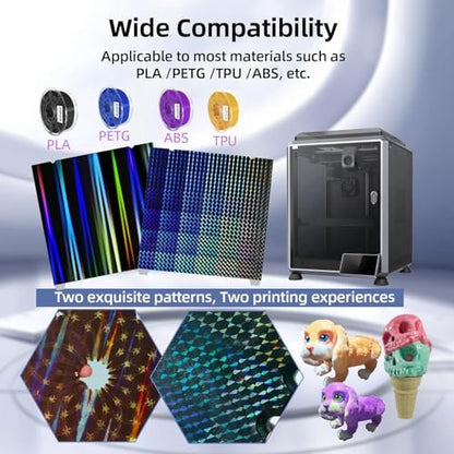 IdeaFormer-3D Smooth H1H Build Plate 235x235mm, Rainbow Streak+Phantom Beam H1H Spring Steel Bed Plate with Magnetic Build Plate for Creality K1/K1 SE/K1C/Ender 3 S1/Pro/Ender 3 V3 SE/KE/Ender 5 S1 - color: Rainbow Streak+Phantom Beam H1H