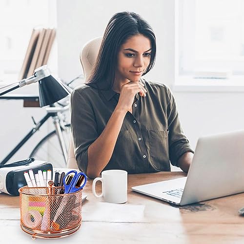 360° Rotating Multifunctional Pen Holder, Cosmetic Organizer - color: Rose Gold