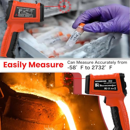 Infrared Thermometer Gun, 2732°F, 50:1, HVAC Grill Pizza Oven - color: Orange 2732°F