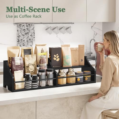 FAVOOSTY 5 Tier Countertop Liquor Bottle Display Shelf Organizer, Black - color: Dark Black