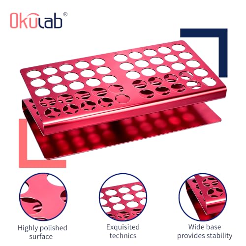Aluminum Stainless Steel Test Tube Rack, 50 Round Holes Red Test Tube Holder for Classroom, Lab, Suitable for Tubes of Dia.≤17mm, TTRS50RA1 - size: 50 Holes, Red, for Tubes of Dia.≤17mm