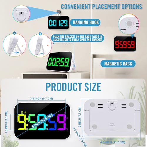 TXL Digital Timer for Classroom, Pomodoro, Gym & Kitchen – Rechargeable Magnetic Countdown Timer, Large LED Display, Loud Alarm, 3 Volume Levels & 3 Brightness Settings - style: Upgraded Version with Gym Modes