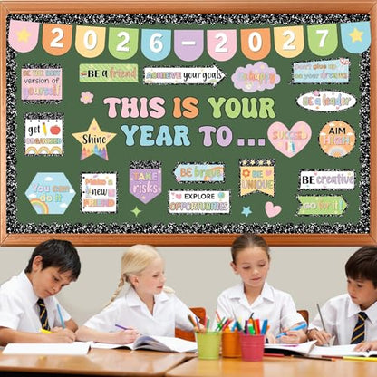 This is Your Year Bulletin Board Set Composition Notebook Classroom Decorations Welcome Back to School Paper Cutouts Positive Affirmation Bulletin Board Borders for School Wall Door Decor - style: This is Your Year