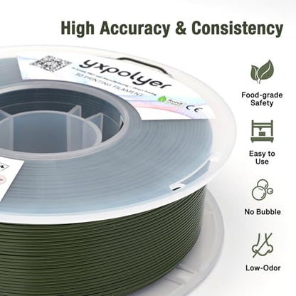 YXpolyer PLA Plus Filament 1.75mm Olive Green Food-Grade PLA Material - color: Olive Green