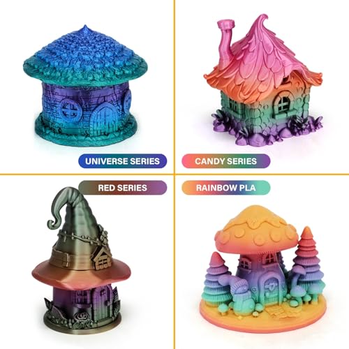RepRapper Rainbow PLA Filament, Shiny Multicolor Silk PLA 1.75 mm Filament (+-0.03 mm), Sparkle Fast Change Multi-Color 250g*4 Sample Pack 3D Printer Filament for 3D Printer，250g*4 - color: Rainbow Red 1.75mm