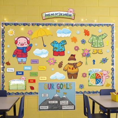 Gilprop 58 Pcs Dress for Weather Bulletin Board Set for Classroom, Piggy - style: Piggy