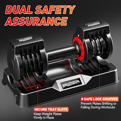 25/50lbs Adjustable Dumbbell Set of 2, 5-in-1 Free Weights Set - size: 25LBS Pair - B