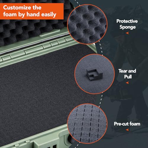 Lykus HC-3310 Waterproof Hard Case with Foam, Inner Size 11.73*7.17*4.53in - color: Green, size: HC-3310