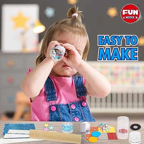Twins Kaleidoscope Kit for Kids, FunKidz DIY Kaleidoscope Making Craft Kit with Prism Gift Optical Illusion Science Experiment Educational STEM Toy