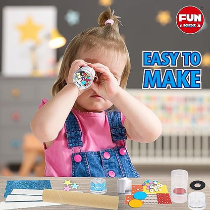 Twins Kaleidoscope Kit for Kids, FunKidz DIY Kaleidoscope Making Craft Kit with Prism Gift Optical Illusion Science Experiment Educational STEM Toy