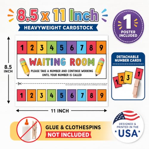 Andaz Press Rainbow Teacher Waiting Room Sign, Please Take a Number Classroom Poster for Student Management, Teacher Waiting in Line System, Behavior Management Visual Aid, 8.5x11 Thick Cardstock - color: Rainbow Teacher Waiting Room Sign