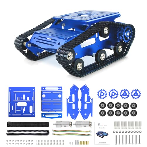 Tracked Robot Tank Chassis Kit Encoder for Arduino & Raspberry Pi - color: Blue, size: With Encoder motor