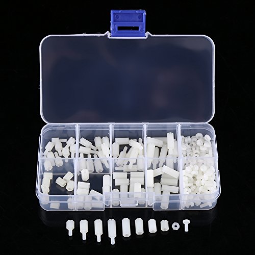 M2.5 Male Female Hex Nylon Standoff Spacer Kit 200pcs Assortment Screw Nuts Bolt Mount Set with Plastic Box