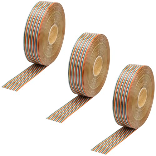 3pcs 50P Multicolored Dupont Jumper Ribbon 1M/3.3Ft Cables for Arduino Breadboard Projects - color: 50P 1M