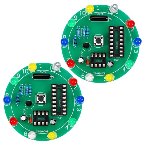 2PCS DIY Electronic Soldering Kit Training Board, DIY Lucky Wheel LED Light Soldering Practice Kit, Circuit Board Solder Project Solder Practice Kits for Electronics Beginners to Learn and Training