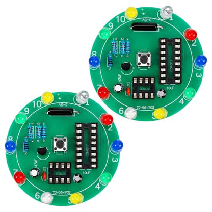 2PCS DIY Electronic Soldering Kit Training Board, DIY Lucky Wheel LED Light Soldering Practice Kit, Circuit Board Solder Project Solder Practice Kits for Electronics Beginners to Learn and Training