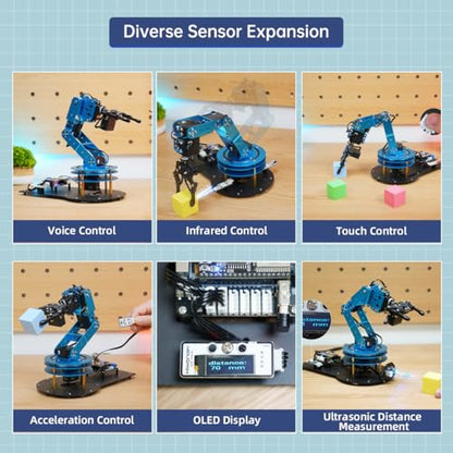 6DOF Robotic Arm AI Vision Voice Control for Arduino Programming Smart Robot Arm STEM Project Educational Robot Science Engineering Set, LeArm Open Source(Unassembled) with Sencordary Development Kit
