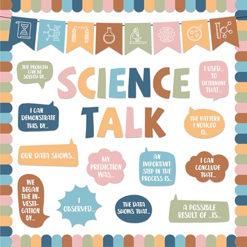 Boho Science Bulletin Board Set Boho Classroom Decorations Science Talk Bulletin Board Decorations Educational Paper Cutouts for Elementary Middle School Wall Decor Back to School Teacher Supplies - style: Boho