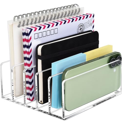 BEYGORM Acrylic Mail Holder, 5 Compartments Multifunction Desk Organizer - size: Medium