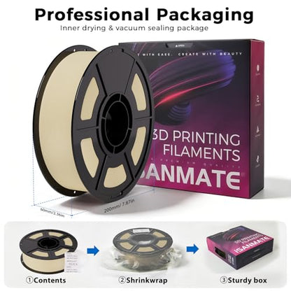 iSANMATE Matte PLA Beige Tan Skin Filament 1.75mm 30-300mm/s 1KG for Bambu - color: Beige