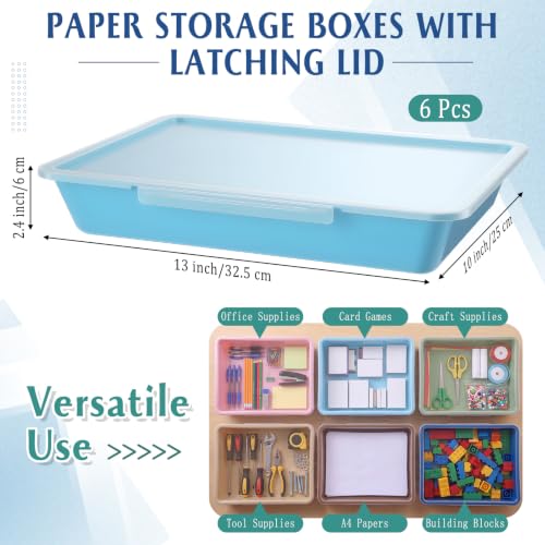 Tinlade 6 Pcs Classroom Paper Storage Bins with Lids, 13x10, Morandi - color: Morandi