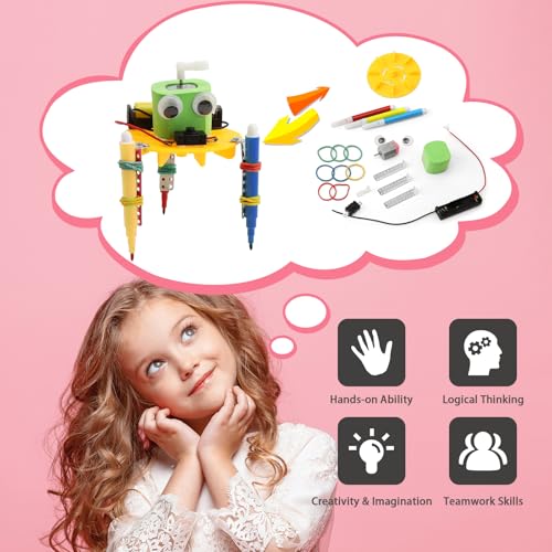 4-Pack STEM Doodling Robot Kits, Bulk Craft STEM Toys for Kids 8-13