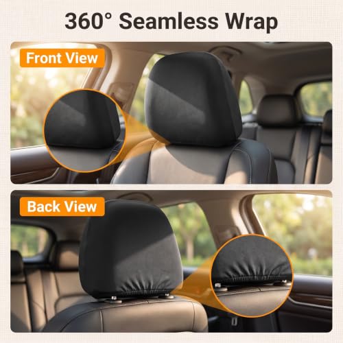 2 PCS Car Headrest Covers, Stretch Fabric Head Rest All-round Dustproof Protector, Elastic Breathable Washable Headrest Sleeves, Reusable Car Interior Accessories (Black) - color: Black