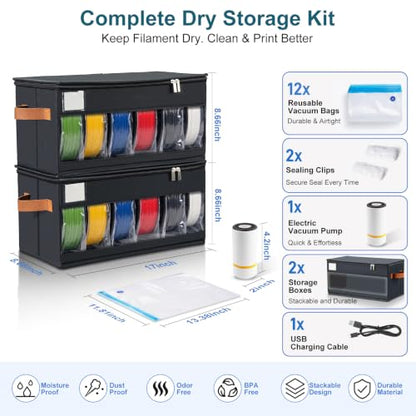 3D Printer Filament Storage Box, 2 Pack