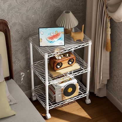 Golpart 3Tier Adjustable Storage Shelves Metal Wire Shelving Standing Shelf - color: White, size: 3-tier-11.6"Dx17.6"Wx29.8"H