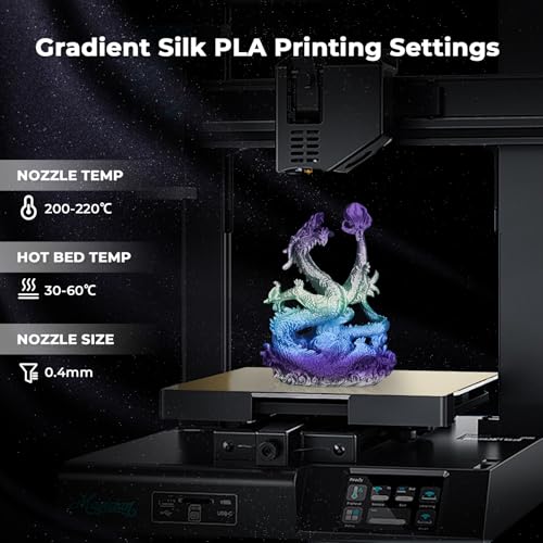 AMOLEN PLA 3D Printer Filament, Silk PLA 1.75mm Silk Shiny Gradient Filament Blue Green Purple, 3D Printing Filament 1KG/2.2lb - color: Silk Gradient Blue Green Purple
