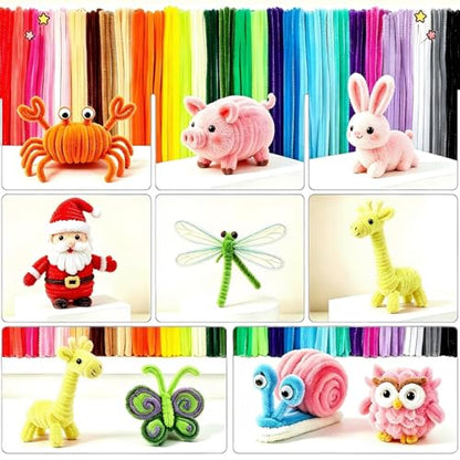 800Pcs Pipe Cleaner Flower Kit, 20 Colors Pipe Cleaners Craft Supplies