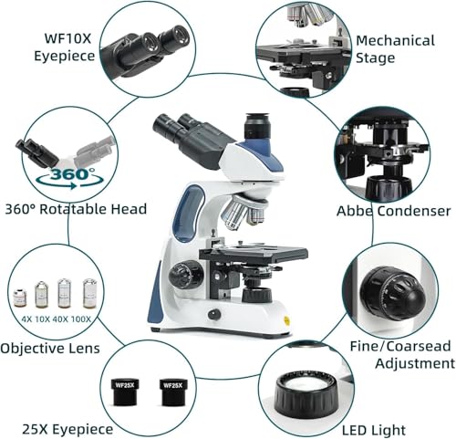 SWIFT SW400 Trinocular Compound Microscope 40X-2500X Infinity Optical - color: SW400T